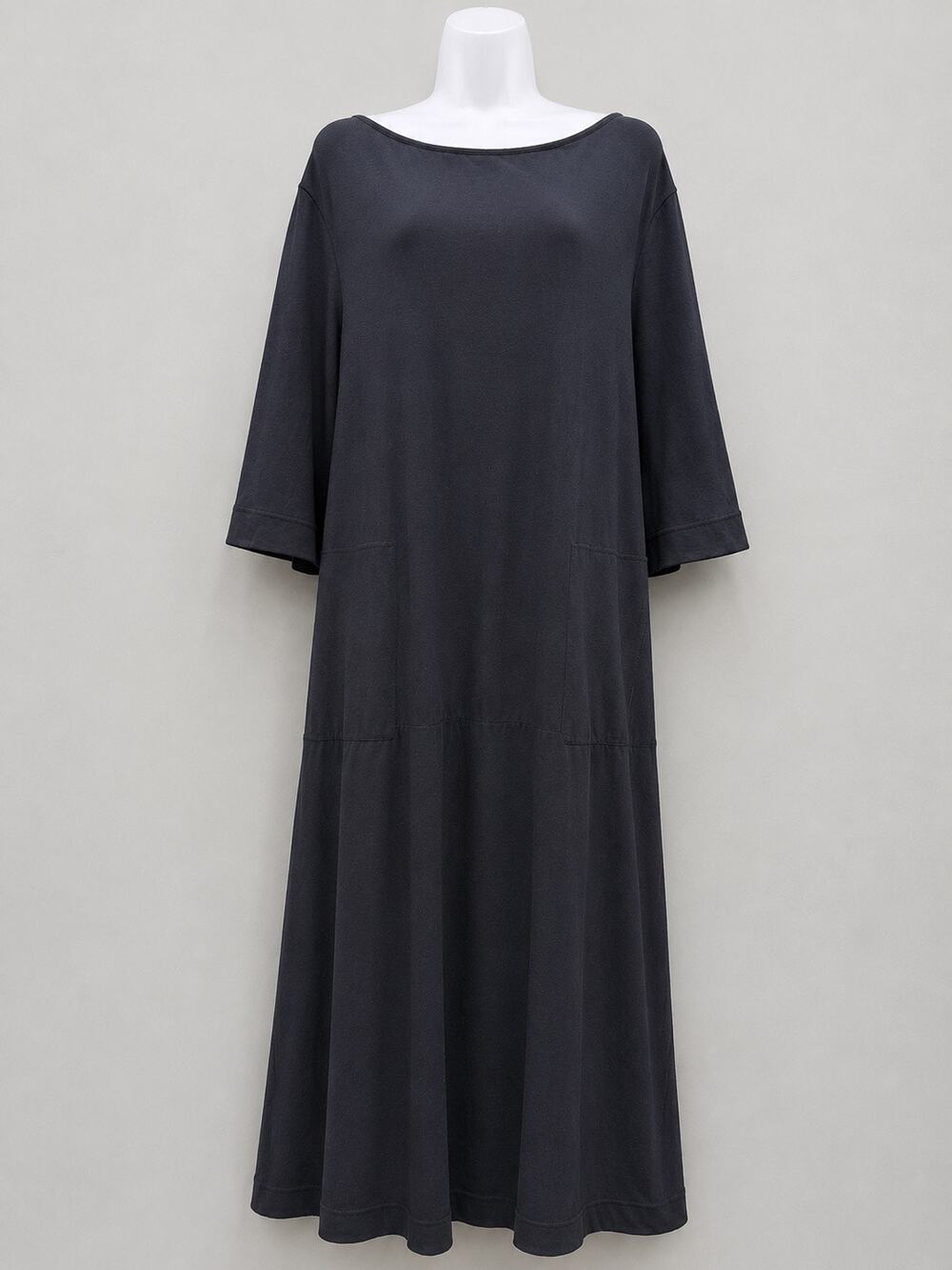 Free People Free-est Black Maxi Dress L 100% Cotton Bell Sleeve Pockets Boho
